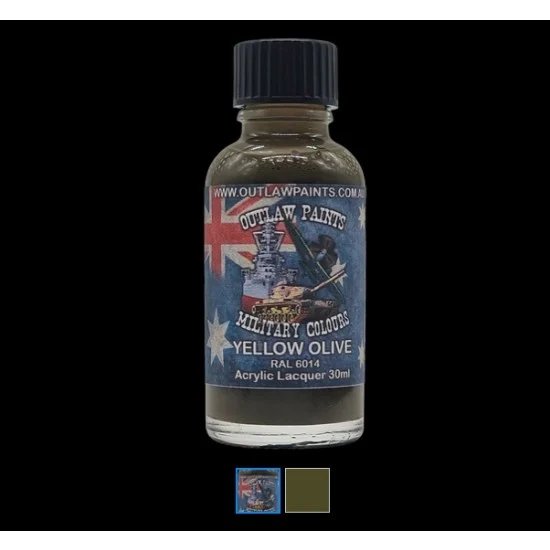 Outlaw Paints 128MIL Australian Military Colour - #Yellow Olive RAL6014 (30ml, acrylic lacquer)