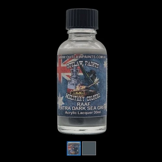 Outlaw Paints 129MIL Australian Military Colour - #RAAF Extra Dark Sea Grey BS381C/640 (30ml, acrylic lacquer)