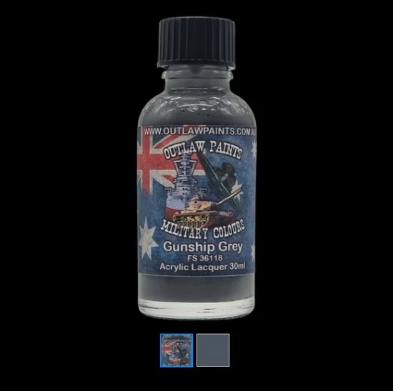 Outlaw Paints 143MIL Australian Military Colour - #Gunship Grey FS36118 (30ml, acrylic lacquer)