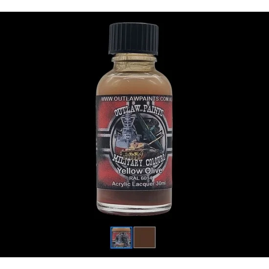 Outlaw Paints 82MIL German Military Colour - #Yellow Olive RAL8014 (30ml, acrylic lacquer)