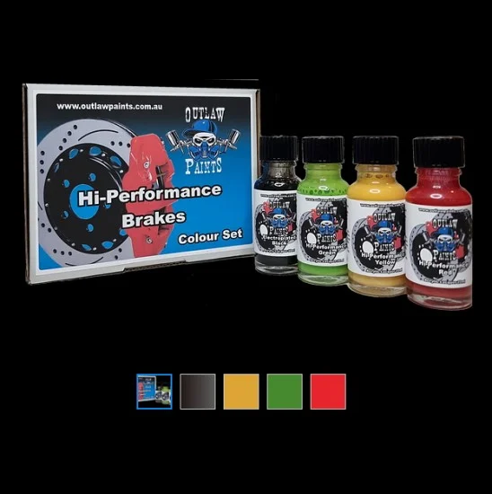 Outlaw Paints BS001 Acrylic Lacquer Paints Set - Hi-Performance Brake Colours (4 x 20ml)