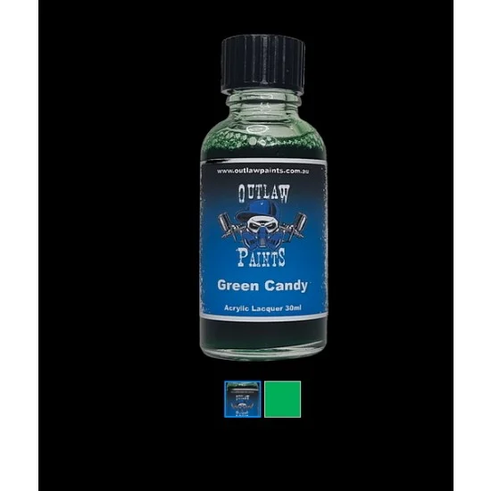 Outlaw Paints CCC008 Acrylic Lacquer Paint - Candy Colour Green Candy (30ml)