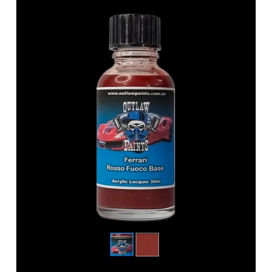 Outlaw Paints MC036 Acrylic Lacquer Paint - Ferrari Rosso Fuoco Base (30ml)