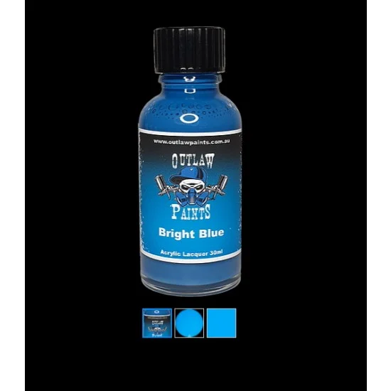 Outlaw Paints SC004 Acrylic Lacquer Paint - Solid Colour Bright Blue (30ml)