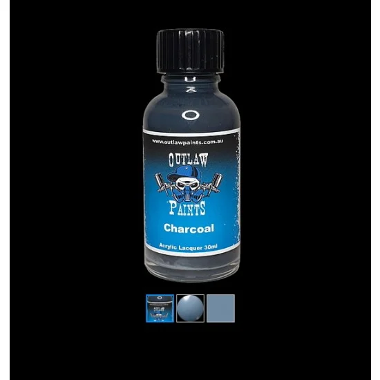 Outlaw Paints SC008 Acrylic Lacquer Paint - Solid Colour Charcoal (30ml)