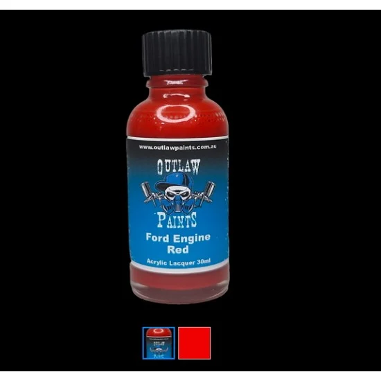 Outlaw Paints SC0086 Acrylic Lacquer Paint - Ford Engine Red (30ml)