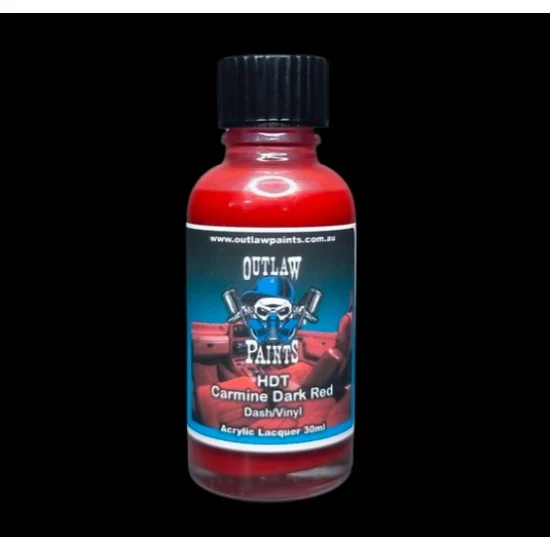Outlaw Paints SC0101 Acrylic Lacquer Paint - Solid Colour HDT Carmine Light Red (30ml)
