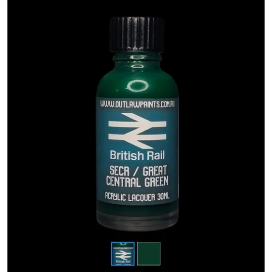 Outlaw Paints SC0128 Acrylic Lacquer Paint - Solid Colour SECR / Great Central Green (30ml)