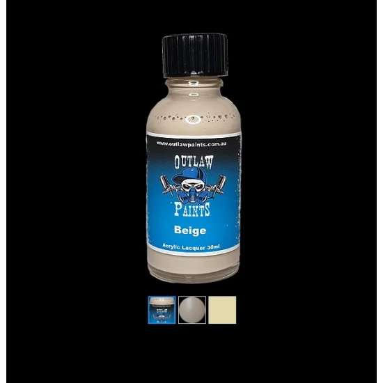 Outlaw Paints SC014 Acrylic Lacquer Paint - Solid Colour Beige (30ml)