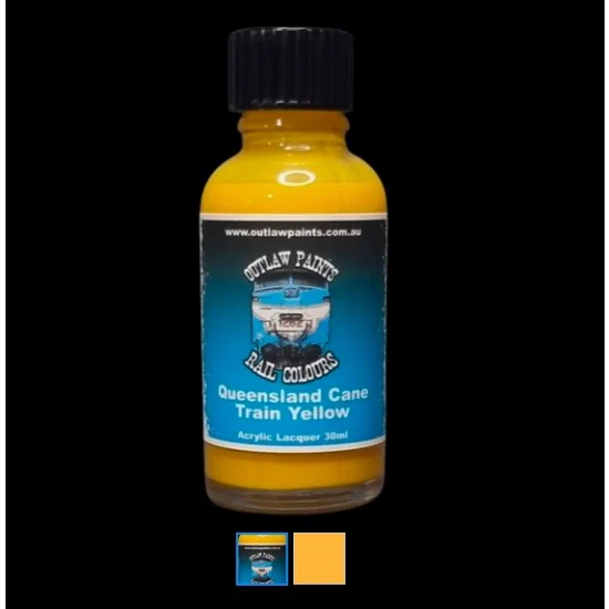Outlaw Paints SC0147 Acrylic Lacquer Paint - Solid Colour Queensland Cane Train Yellow (30ml)