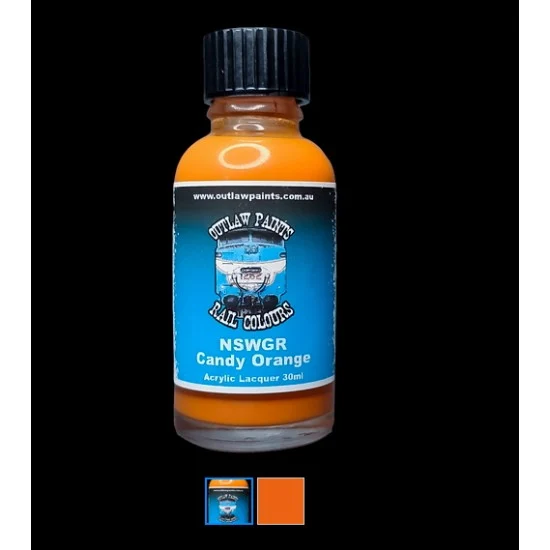 Outlaw Paints SC0150 Acrylic Lacquer Paint - Solid Colour NSWGR Candy Orange (30ml)