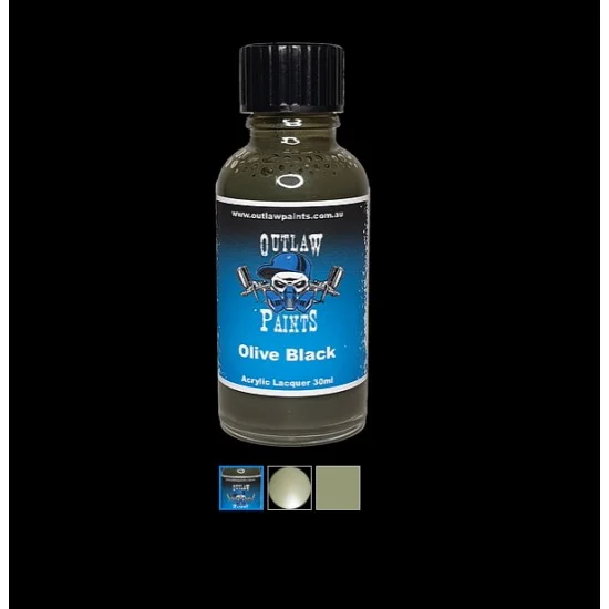 Outlaw Paints SC016 Acrylic Lacquer Paint - Solid Colour Olive Black (30ml)