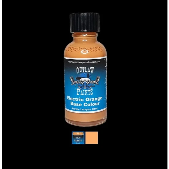 Outlaw Paints SC021 Acrylic Lacquer Paint - Solid Colour Electric Orange Base Colour (30ml)
