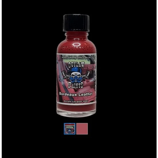 Outlaw Paints SC032 Acrylic Lacquer Paint - Solid Colour Bordeaux Leather (30ml)