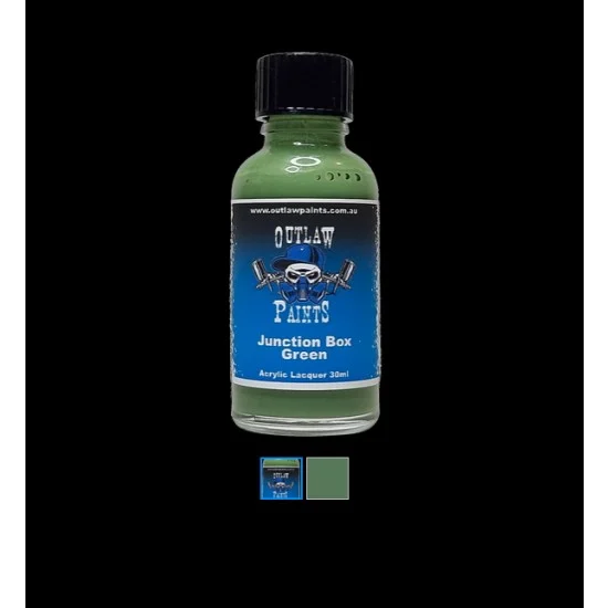 Outlaw Paints SC034 Acrylic Lacquer Paint - Solid Colour Junction Box Green (30ml)