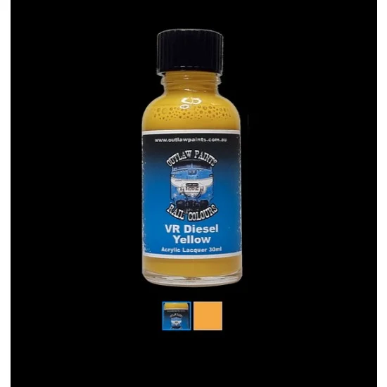 Outlaw Paints SC047 Acrylic Lacquer Paint - Solid Colour VR Diesel Yellow (30ml)