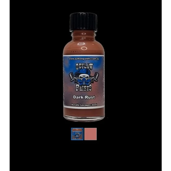 Outlaw Paints SC058 Acrylic Lacquer Paint - Solid Colour Dark Rust (30ml)
