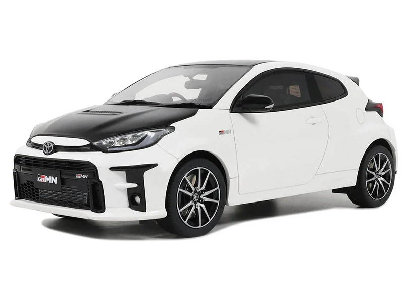 2022 Toyota GRMN Yaris RHD (Right Hand Drive) Platinum White Pearl with Black Hood and Top Limited Edition to 999 pieces Worldwide 1/18 Model Car by Otto Mobile - Toyota Models