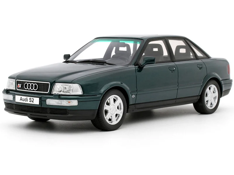 1993 Audi S2 Sedan Emerald Green Metallic Limited Edition to 2000 pieces Worldwide 1/18 Model Car by Otto Mobile - Audi Models