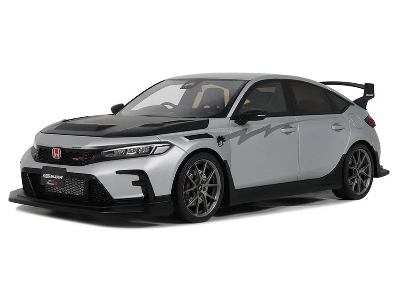 2024 Honda Civic Type R Mugen Group B RHD (Right Hand Drive) Matt Silver Metallic with Black Hood Limited Edition to 999 pieces Worldwide 1/18 Model Car by Otto Mobile - Honda Models