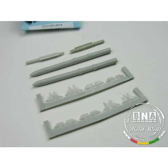 Ozmods CONV4816 1/48 Harm Missiles + Launch Rails (2 Missiles & 2 Rails) - Model Planes