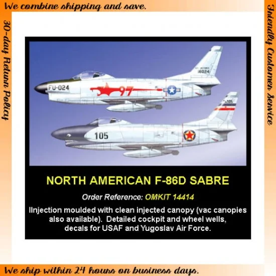 Ozmods OMKIT14414 1/144 North American F-86D Sabre Conversion kit (incl. Canopy and Decals)