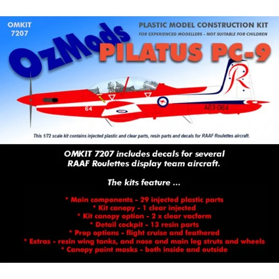 Ozmods OMKIT7207 1/72 Pilatus PC-9 for RAAF Roulettes Aircraft