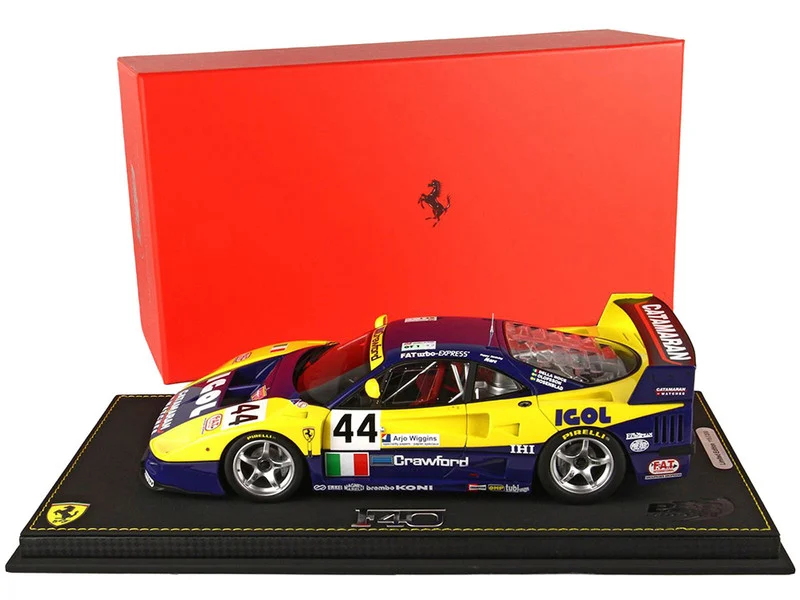 Ferrari F40 LM #44 Luciano Della Noce - Anders Olofsson - Carl Rosenblad "Ennea SRL Igol" 24 Hours of Le Mans (1996) with DISPLAY CASE Limited Edition to 200 pieces Worldwide 1/18 Model Car by BBR