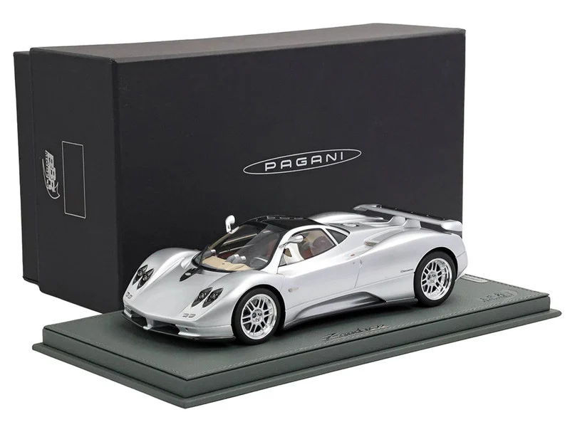 Pagani Zonda C12 Silver Metallic "VIN 001 20th Anniversary Restoration" with DISPLAY CASE Limited Edition to 199 pieces Worldwide 1/18 Model Car by BBR - Pagani Models