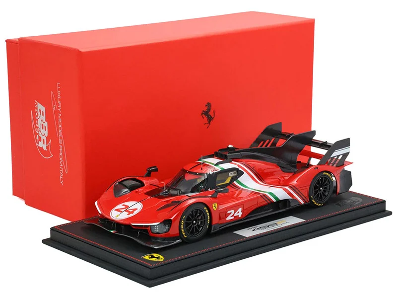 Ferrari 499P Modificata #24 Red with White Stripes "Launch Version" (2023) with DISPLAY CASE Limited Edition to 70 pieces Worldwide 1/18 Model Car by BBR - Ferrari Models