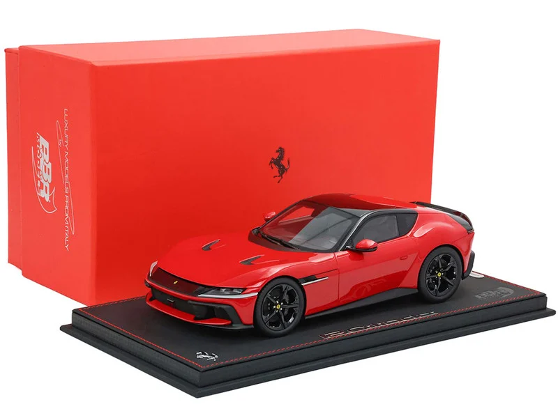 Ferrari 12Cilindri Rosso Corsa Red with Black Top with DISPLAY CASE Limited Edition to 200 pieces Worldwide 1/18 Model Car by BBR - Ferrari Models