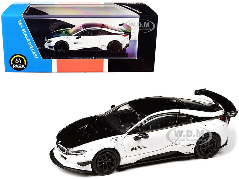 BMW i8 Liberty Walk White and Black 1/64 Diecast Model Car by Paragon Models - BMW Models