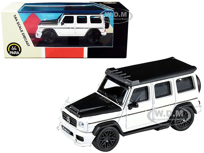 Mercedes AMG G63 Liberty Walk Wagon White with Black Hood and Top 1/64 Diecast Model Car by Paragon Models - Mercedes Models