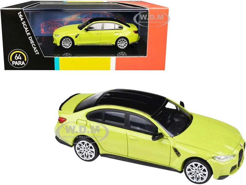 BMW M3 (G80) Sao Paulo Yellow with Black Top 1/64 Diecast Model Car by Paragon Models - BMW Models