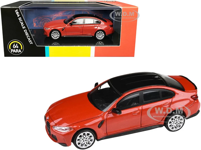 BMW M3 (G80) Toronto Red Metallic with Black Top 1/64 Diecast Model Car by Paragon Models - BMW Models