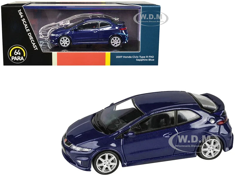 2007 Honda Civic Type R FN2 Sapphire Blue Metallic 1/64 Diecast Model Car by Paragon Models - Honda Models