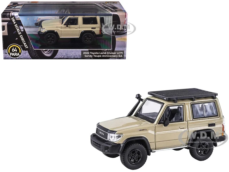 2023 Toyota Land Cruiser 71 Sandy Taupe "70th Anniversary" with Roofrack 1/64 Diecast Model Car by Paragon Models - Toyota Models