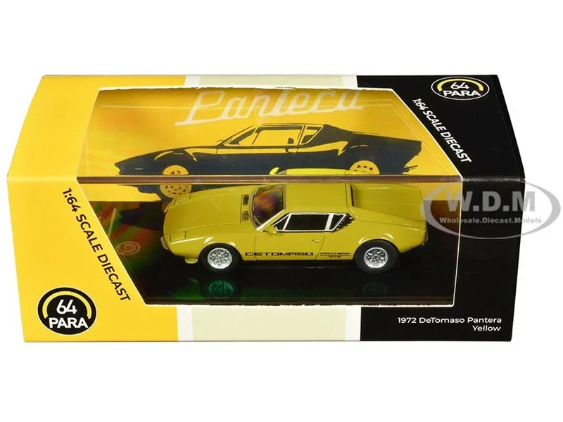 1972 De Tomaso Pantera Yellow 1/64 Diecast Model Car by Paragon Models - De Tomaso Models