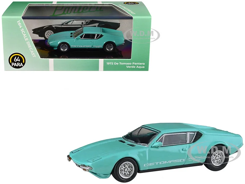 1972 De Tomaso Pantera Verde Aqua 1/64 Diecast Model Car by Paragon Models - De Tomaso Models