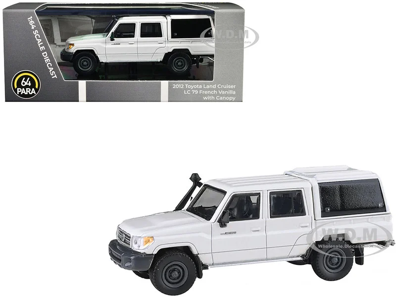 2012 Toyota Land Cruiser LC 79 French Vanilla White with Canopy 1/64 Diecast Model Car by Paragon Models - Toyota Models