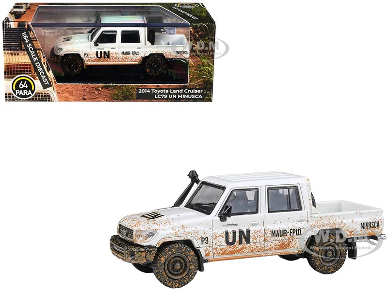 2014 Toyota Land Cruiser LC 79 Pickup Truck "UN MINUSCA" White (Dirty Version) 1/64 Diecast Model Car by Paragon Models - Toyota Models