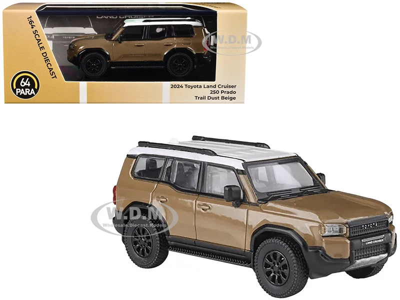 2024 Toyota Land Cruiser 250 Prado Trail Dust Beige with White Top 1/64 Diecast Model Car by Paragon Models - Toyota Models