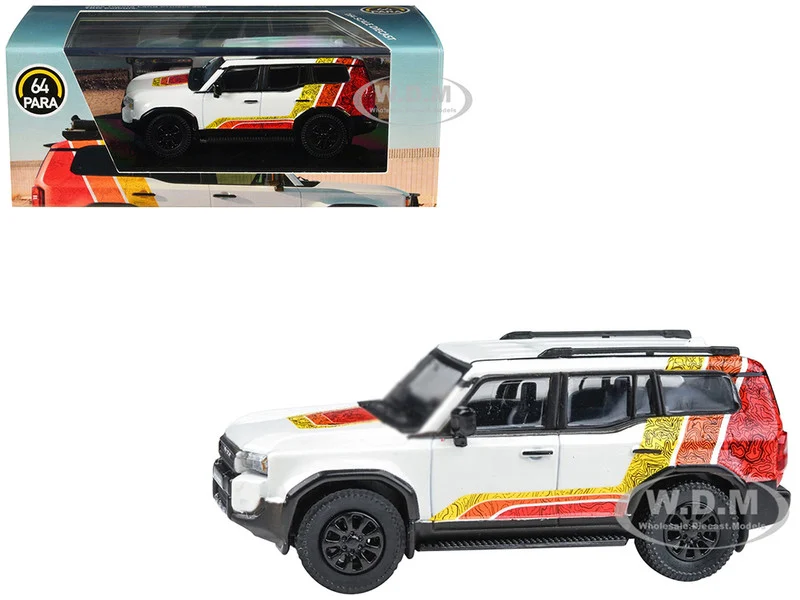 2024 Toyota Land Cruiser 250 Prado White with "TRD" Stripes 1/64 Diecast Model Car by Paragon Models - Toyota Models