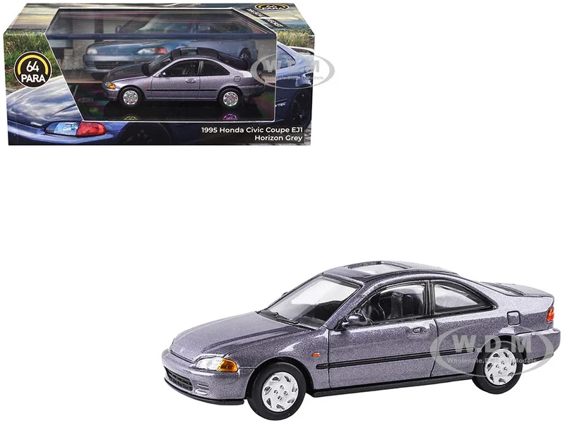 1995 Honda Civic Coupe EJ1 Horizon Gray Metallic with Sunroof 1/64 Diecast Model Car by Paragon Models - Honda Models