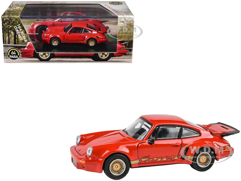 Porsche 911 Carrera RSR 3.0 Guards Red with Gold Stripes and Wheels 1/64 Diecast Model Car by Paragon Models - Porsche Models