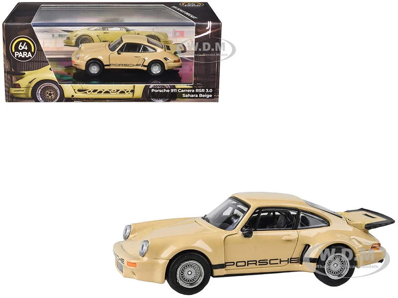 Porsche 911 Carrera RSR 3.0 Sahara Beige with Black Stripes 1/64 Diecast Model Car by Paragon Models - Porsche Models