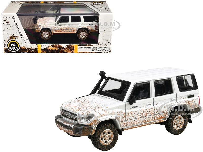 2014 Toyota Land Cruiser 76 White (Dirty Off Road Effect) 1/64 Diecast Model Car by Paragon Models - Toyota Models