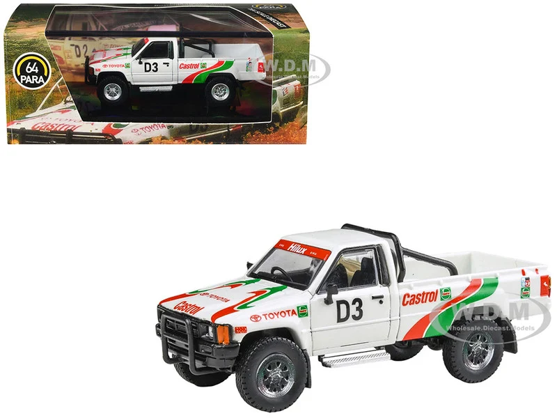 Toyota Hilux Pickup Truck #D3 "Castrol" White with Graphics "Rustenburg 400 Rally" (1995) 1/64 Diecast Model Car by Paragon Models - Toyota Models
