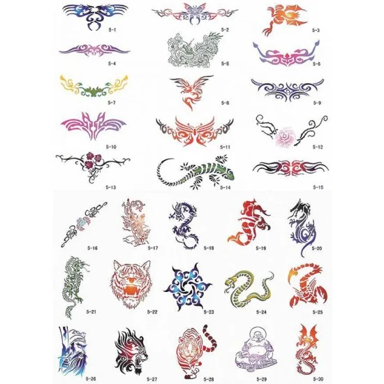 Paasche SB-5 Airbrush Tattoo Stencil Design Book No.2 (30 Large Designs)