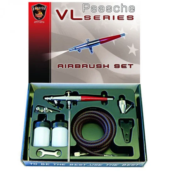 Paasche VL-3AS Double Action Internal Mix Siphon Feed Airbrush Set w/0.55, 0.75 & 1.05mm Heads